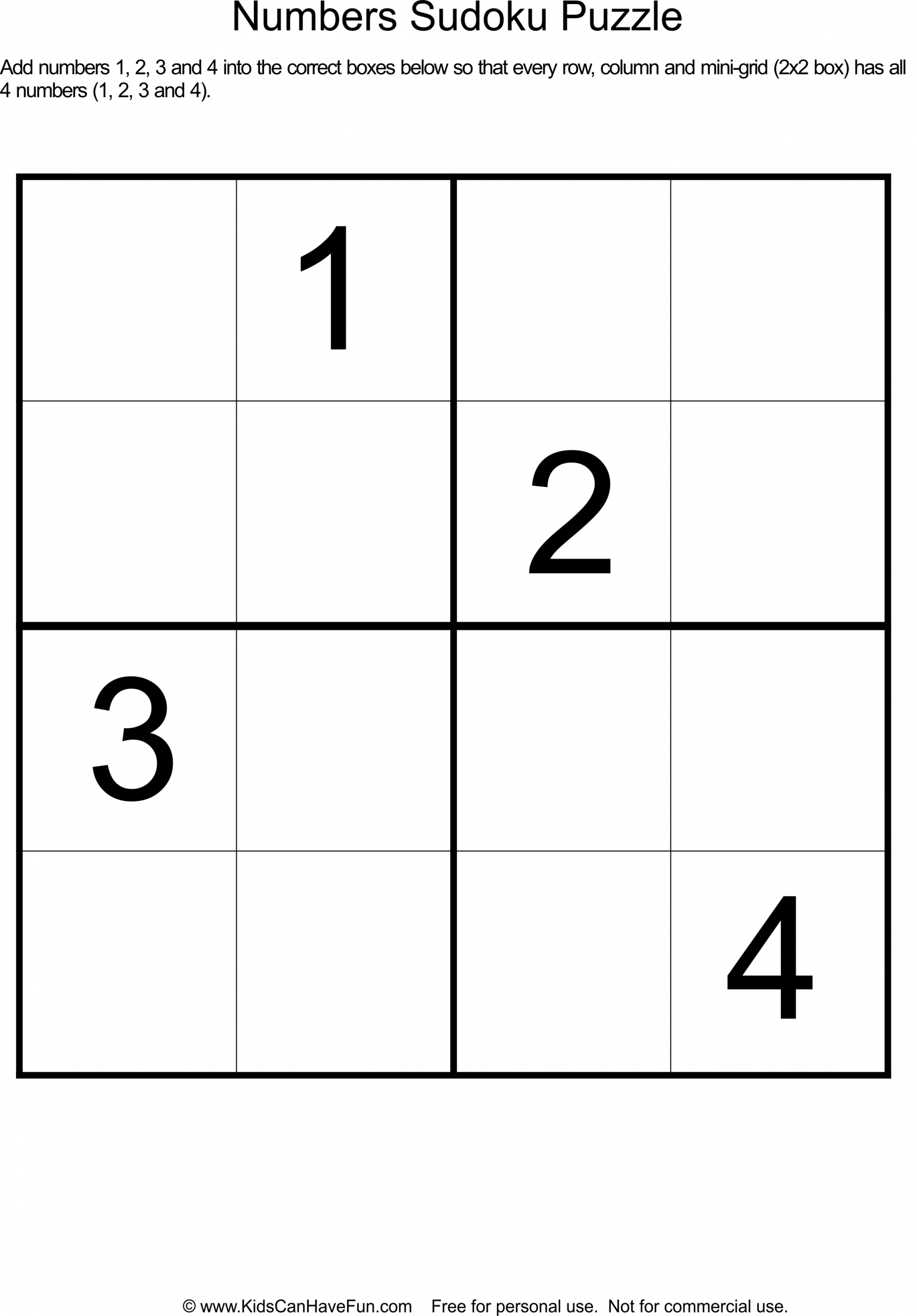Sudoku Numbers Puzzle For Kids Http://.kidscanhavefun dedans Sudoku Junior À Imprimer