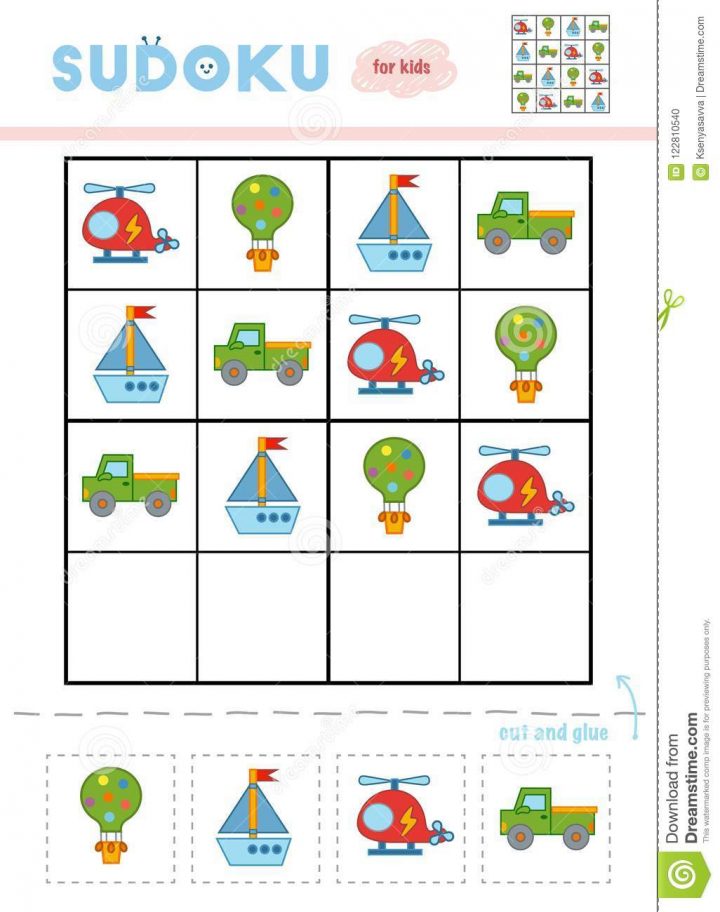 Sudoku Pour Des Enfants, Jeu D'éducation Mode De Transport tout Sudoku Pour Enfant