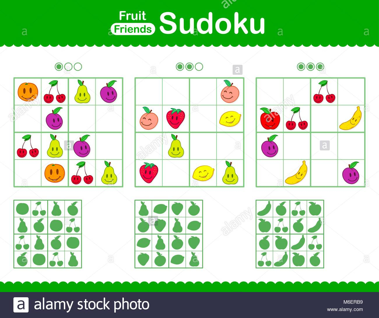 Sudoku Pour Enfants Avec Smiley Caricature Des Fruits Dans tout Sudoku Pour Enfant