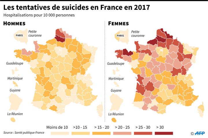 Suicide: La Bretagne Et Tout Le Quart Nord-Ouest En Première tout Nombre De Régions En France 2017