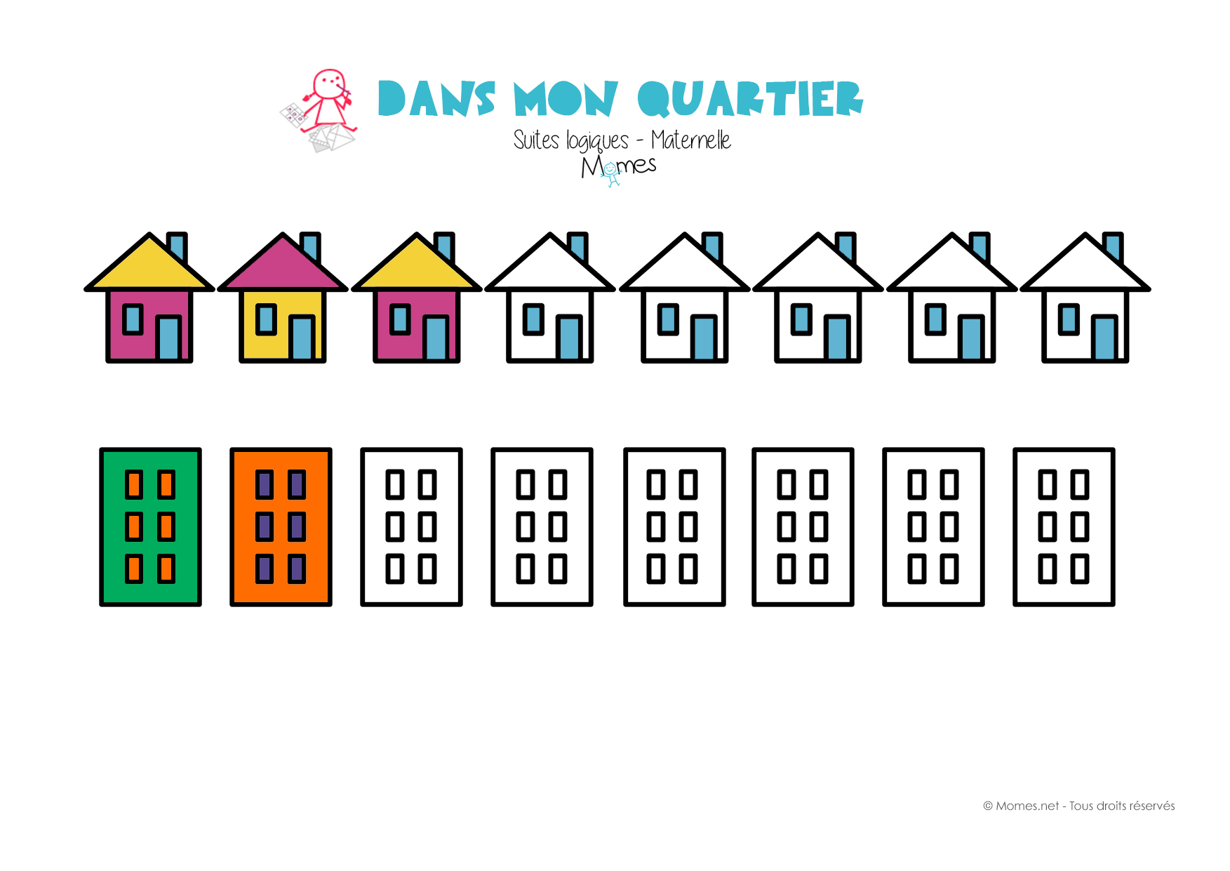 Suite Logique : Les Maisons - Momes encequiconcerne Moyen Section Maternelle Exercice 