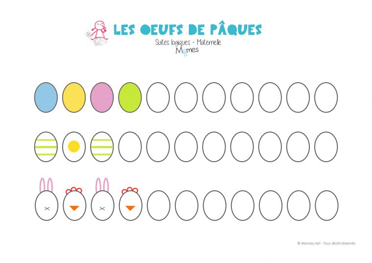 Suites Logiques Spécial Pâques ! – Momes avec Graphisme Maternelle A Imprimer Gratuit