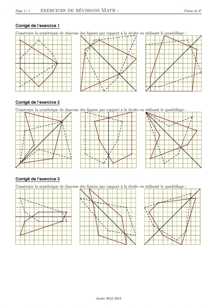 Symétrie Et Quadrillage – Série D'exercices 3 – Alloschool avec Symétrie Quadrillage