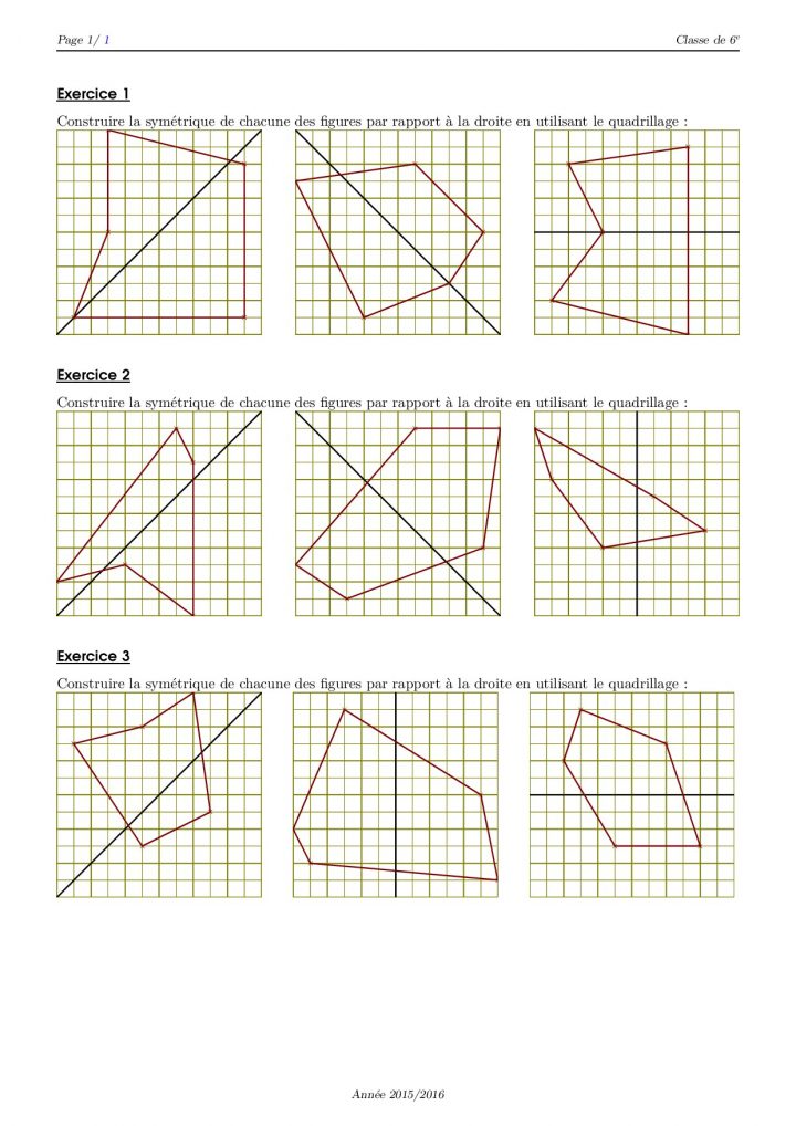 Symétrie Et Quadrillage – Série D'exercices 4 – Alloschool pour Symétrie Quadrillage