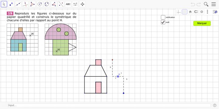 Symétrique Maison Champignon Outil Quadrillage – Geogebra intérieur Symétrie Quadrillage