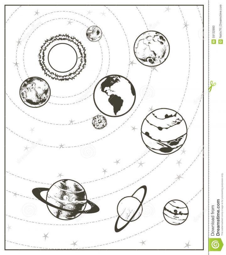 Système Solaire De Dessin Noir Illustration De Vecteur encequiconcerne Dessin Du Système Solaire