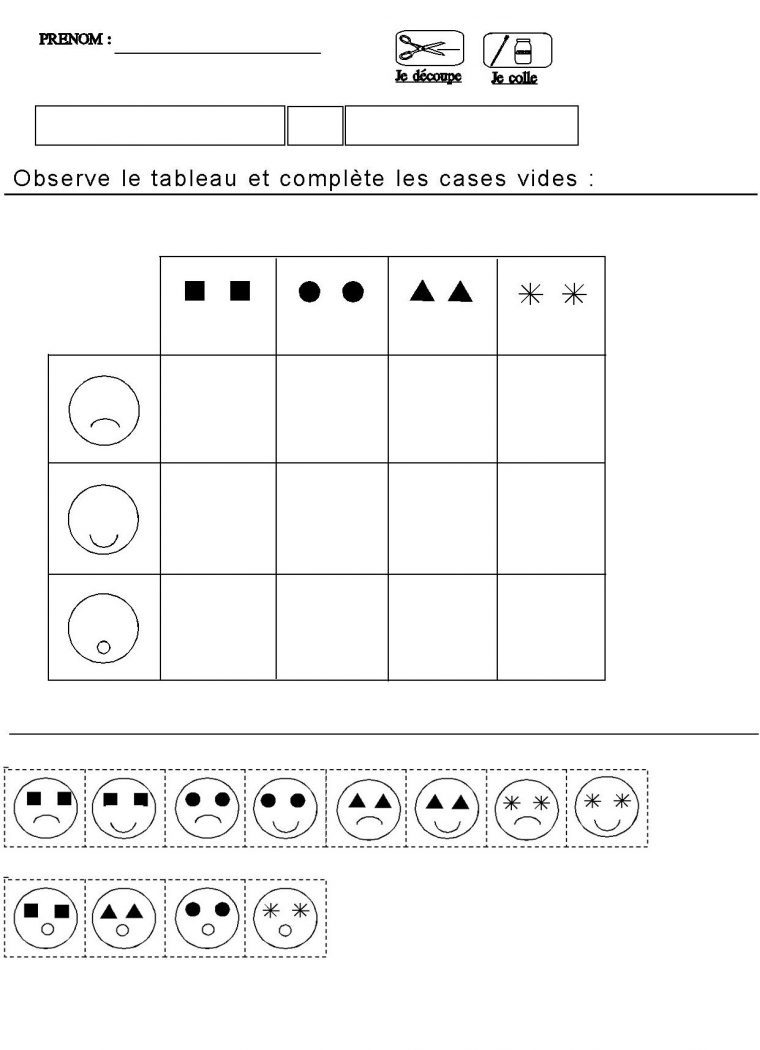 Tableau Double Entrees Pour Maternelle Moyenne Section avec Exercice Maternelle Moyenne Section