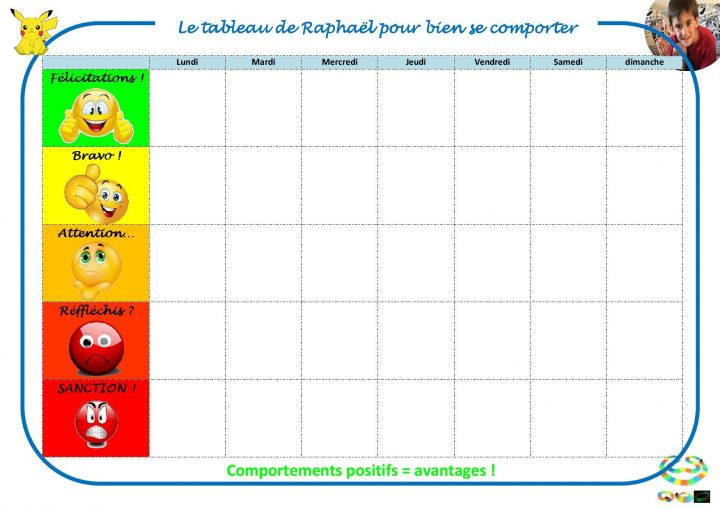 Tableau Du Comportement Personnalisé À Télécharger – Lud'éveil intérieur Calendrier Ludique À Imprimer