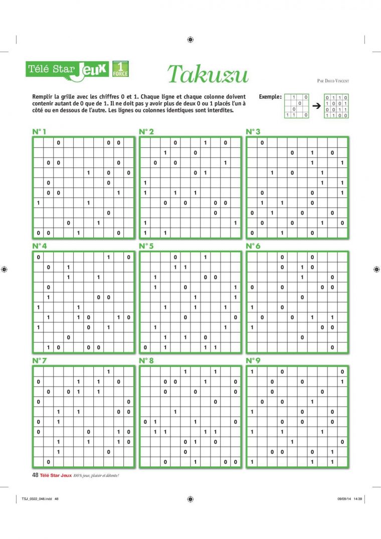 Takuzu (C) Rci-Jeux | Jeux De Chiffres, Jeux De Lettres, Jeux à Sudoku Lettres À Imprimer