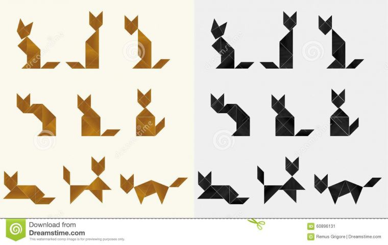 Tangram Cats – Cdr Format Stock Vector. Illustration Of destiné Tangram Chat