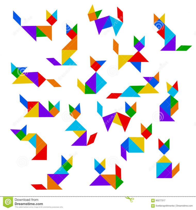 Tangram Cats Set Stock Vector. Illustration Of Game, Play intérieur Tangram Chat