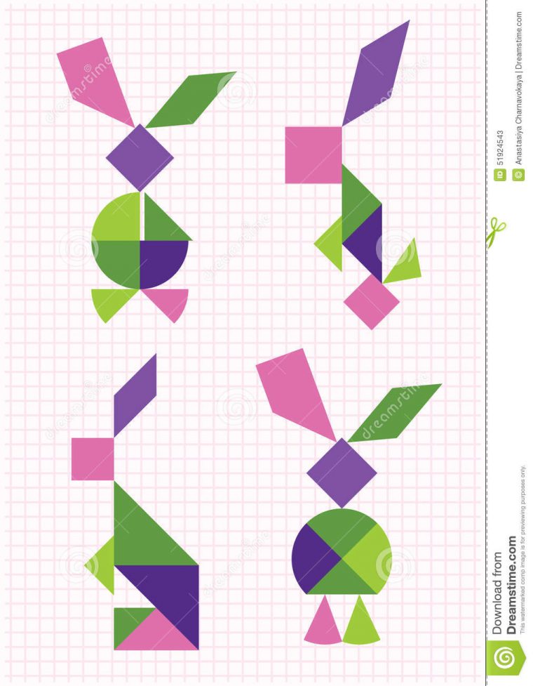 Tangram De Lièvres Et De Lapins Illustration De Vecteur concernant Tangram Lapin