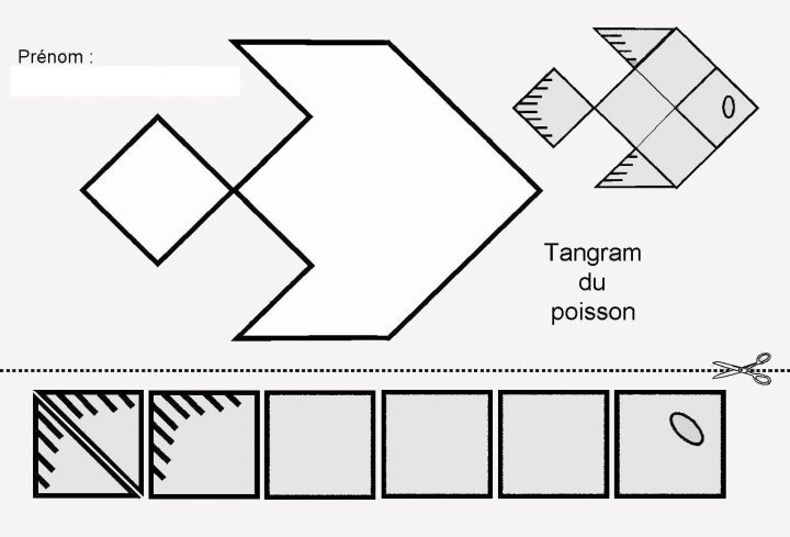 Tangram Du Poisson : Figures Et Pièces Pour Maternelle à Tangram Moyenne Section