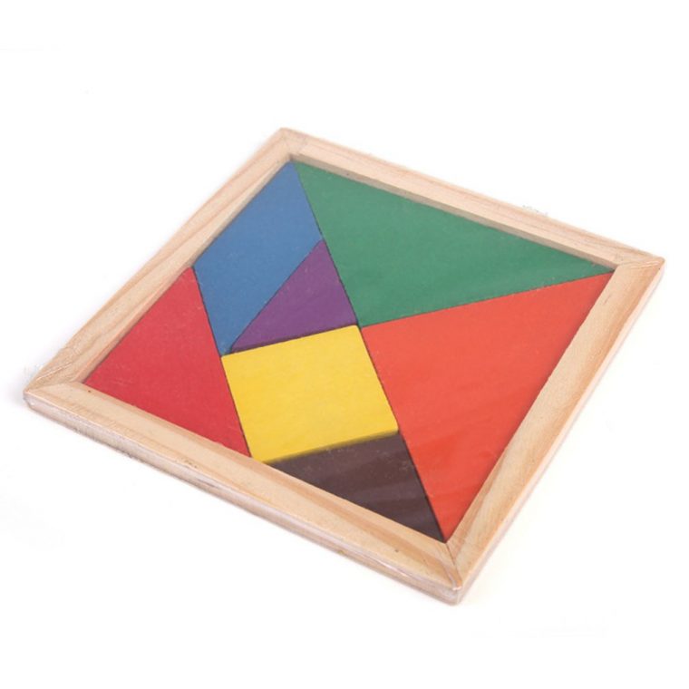 Tangram En Bois 7 Pièces Puzzle Forme Géométrique Coloré pour Tangram Carré