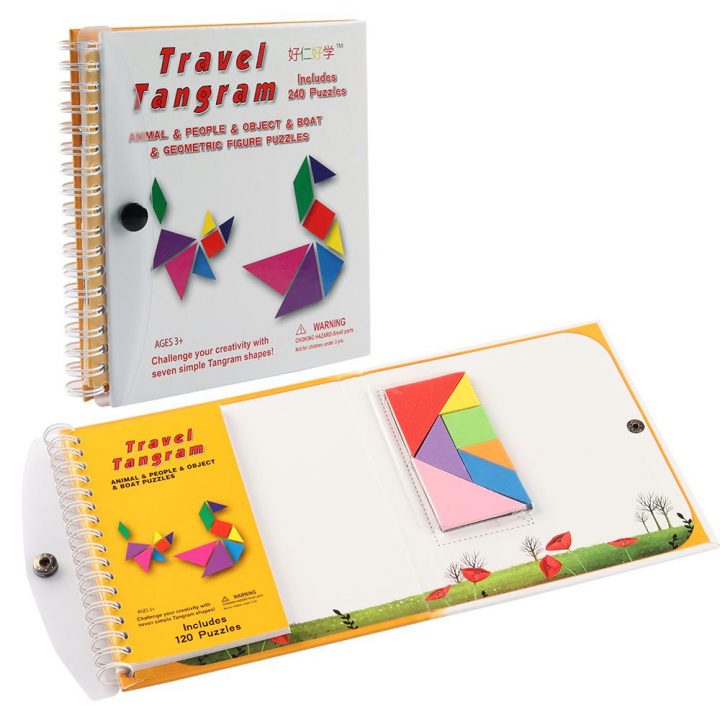 Tangram Magnétique Voyage Puzzles Livre Jeu De Tangrams Tangos Défi Iq  Jouet Éducatif avec Tangram Modèles Et Solutions