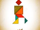 Tangram People, L Made Of Tangram Pieces, Geometric Shapes. Traditional  Chinese Puzzle Tangram Solution Card, Learning Game For Kids, Children. destiné Pièces Tangram
