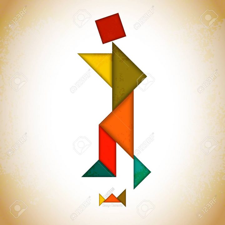 Tangram People, L Made Of Tangram Pieces, Geometric Shapes. Traditional.. encequiconcerne Tangram Simple