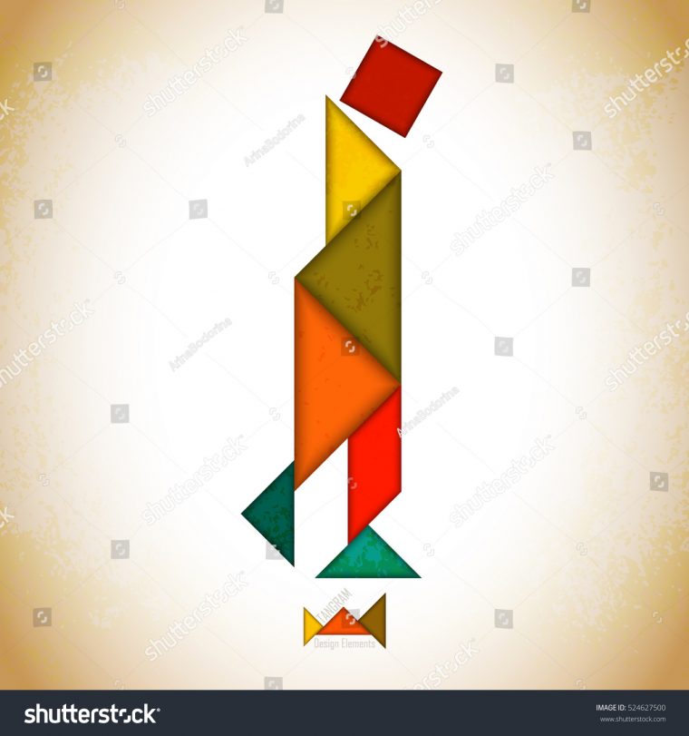 Tangram Peoplel Made Tangram Pieces Geometric Stock Vector intérieur Pièces Tangram