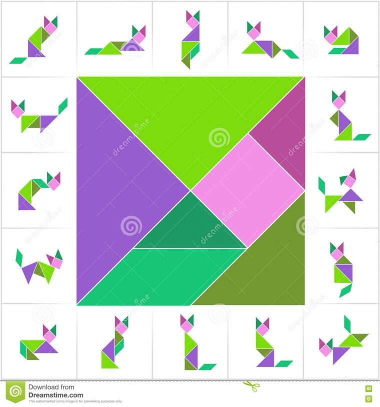 Tangram Set, Cats Stock Vector. Illustration Of Card – 72477142 concernant Tangram Chat