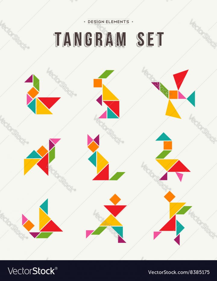 Tangram Set Creative Art Of Colorful Animal Shapes intérieur Tangram Simple