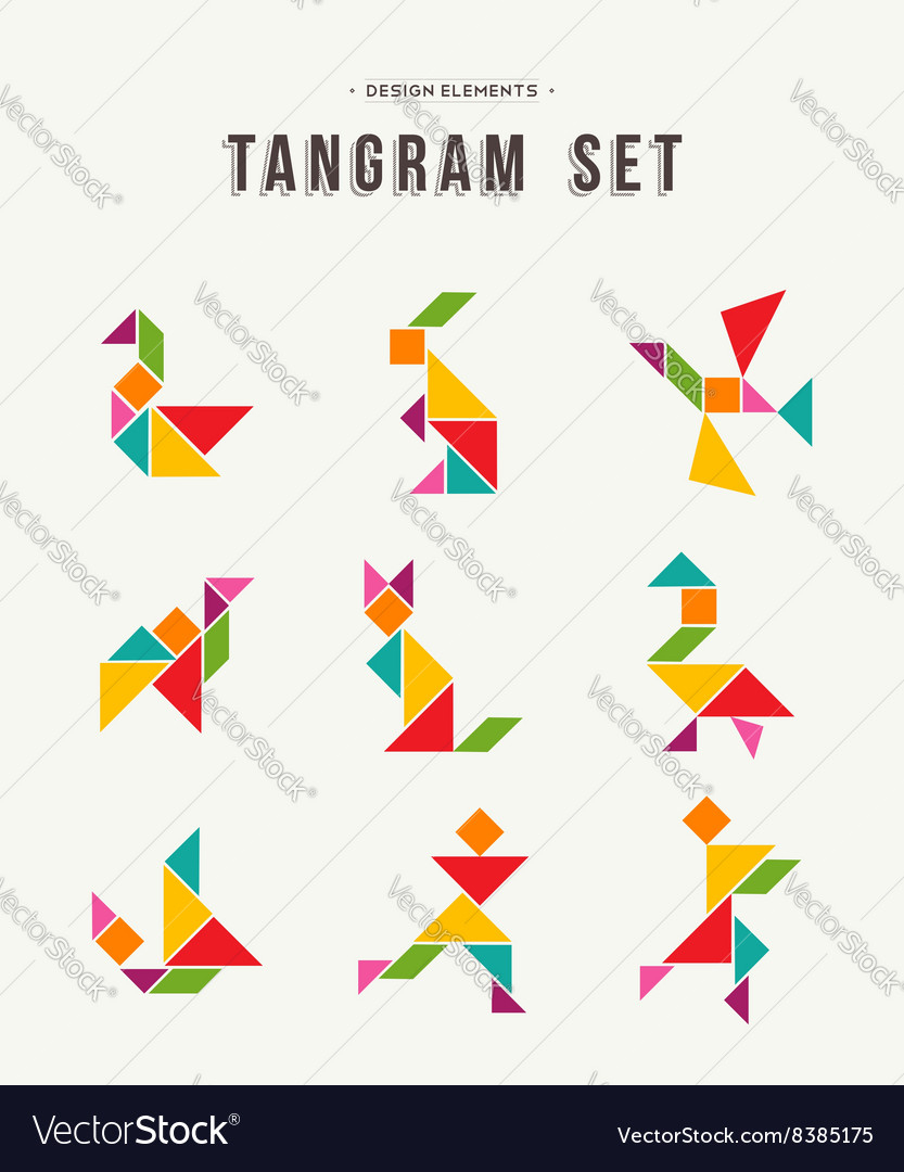 Tangram Set Creative Art Of Colorful Animal Shapes intérieur Tangram Simple 