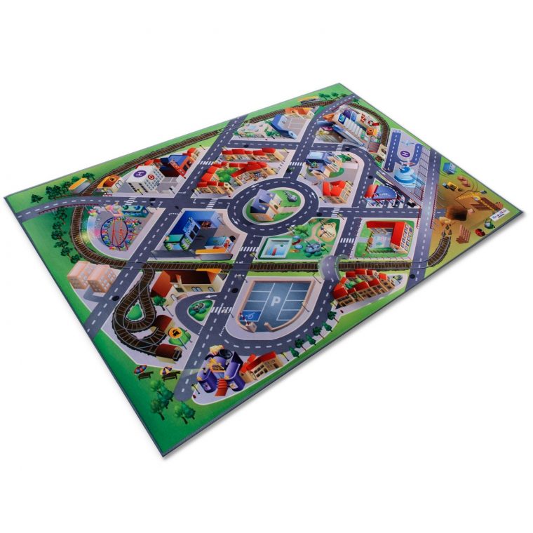 Tapis Voiture Enfant | Circuit Routier En Ville | Tapis De Jeu 100 X 150 Cm  À Prix Petit destiné Jeux De Petite Voiture