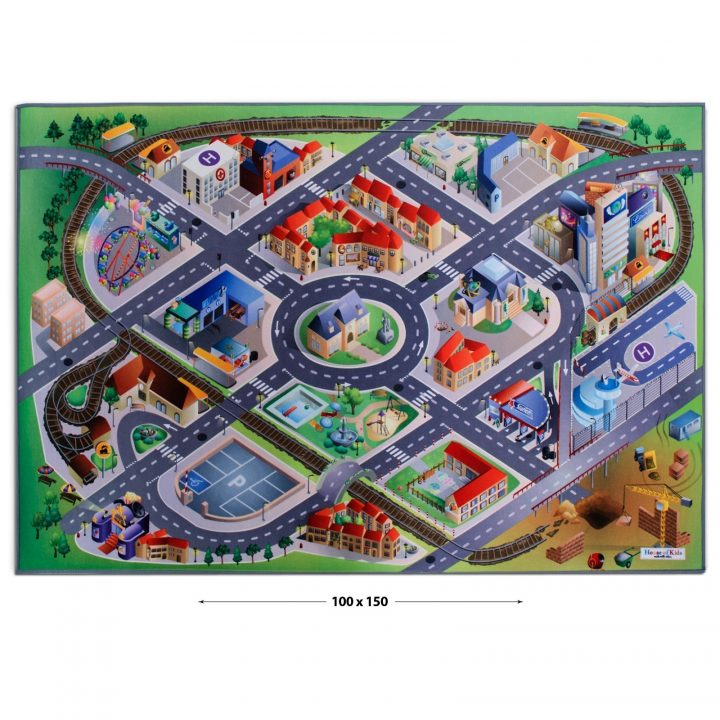 Tapis Voiture Enfant | Circuit Routier En Ville | Tapis De Jeu 100 X 150 Cm  À Prix Petit destiné Jeux De Voitures Pour Enfants