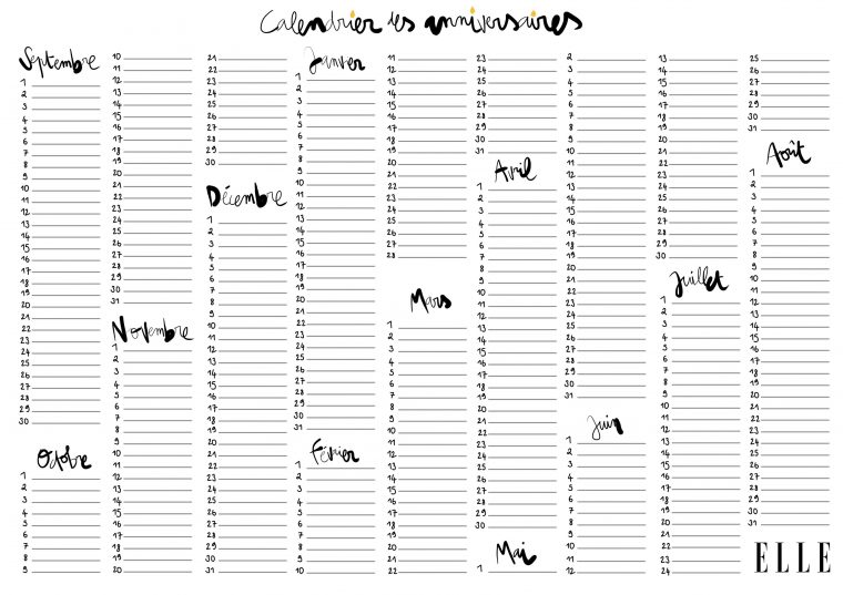 Téléchargez Votre Calendrier D'anniversaire Gratuit ! – Elle concernant Calendrier D Anniversaire Gratuit À Imprimer