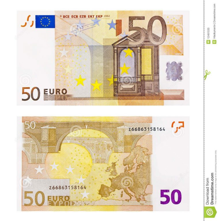 The 50 Euro Bill Represents Renaissance Architecture, The avec Billets Et Pièces En Euros À Imprimer