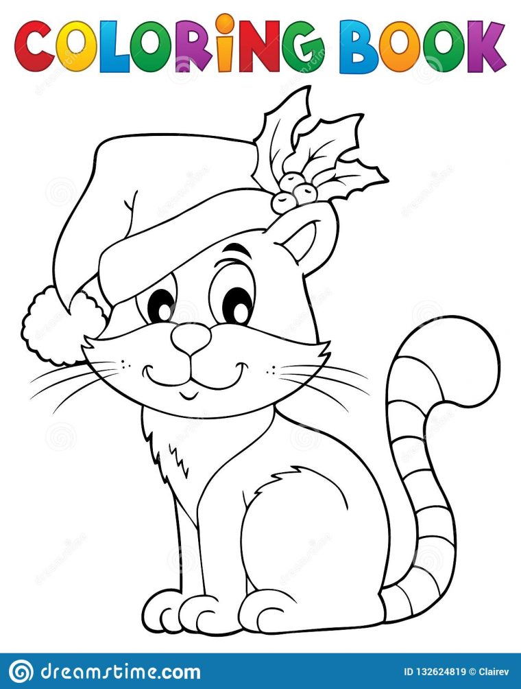 Thème 2 De Chat De Noël De Livre De Coloriage Illustration destiné Coloriage De Chat De Noel