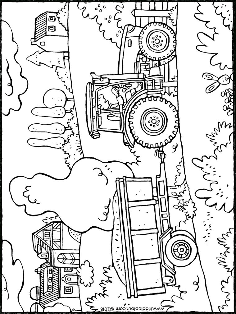 Tracteur Avec Remorque – Kiddicoloriage pour Dessin De Tracteur À Colorier