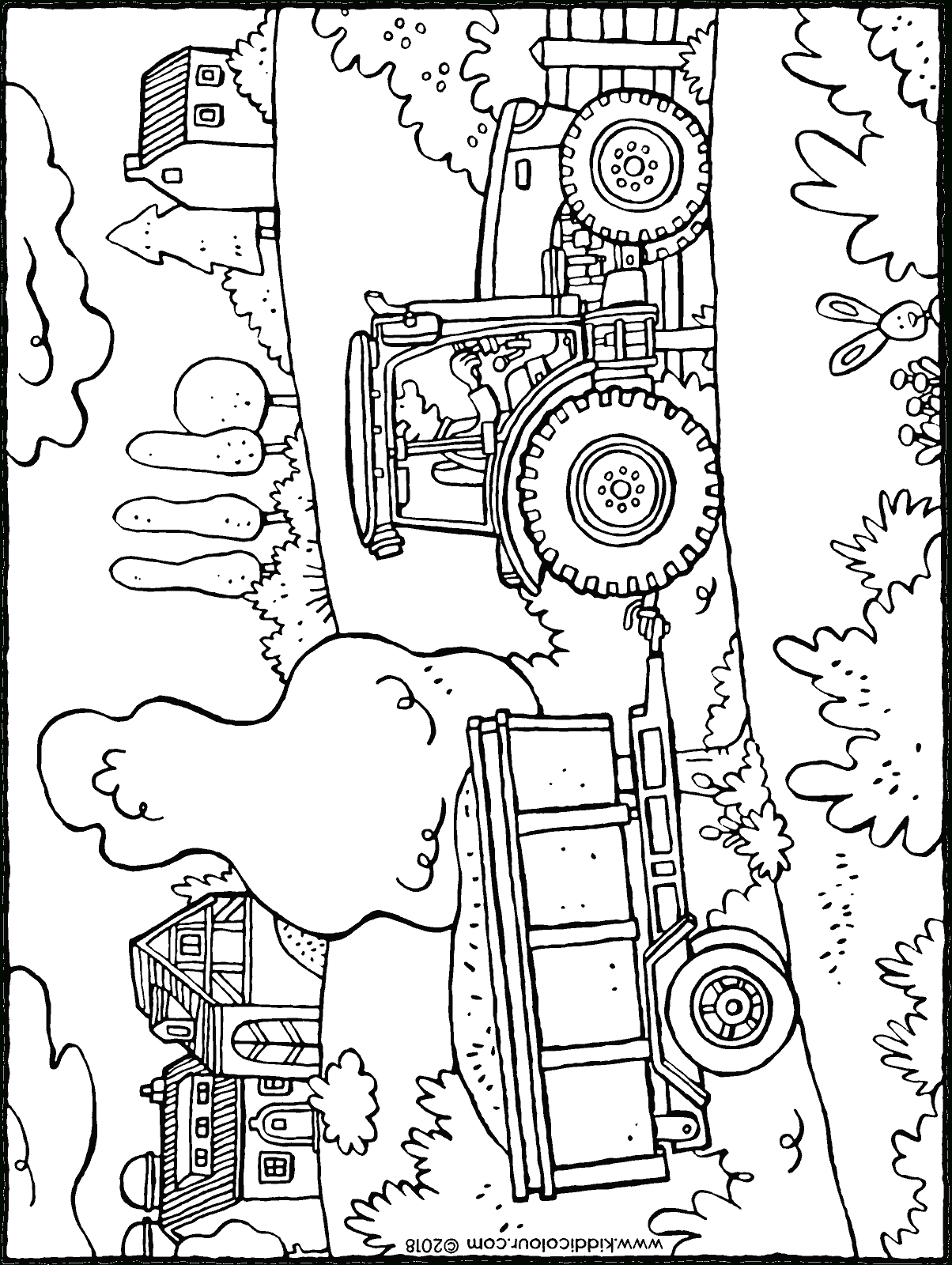 Tracteur Avec Remorque - Kiddicoloriage pour Dessin De Tracteur À Colorier