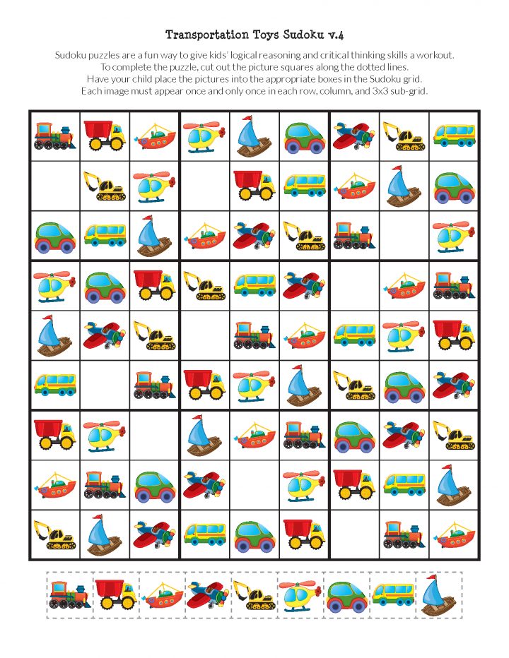 Transportation Toys Sudoku Puzzles | Matematik, Okul Öncesi concernant Sudoku Pour Enfant