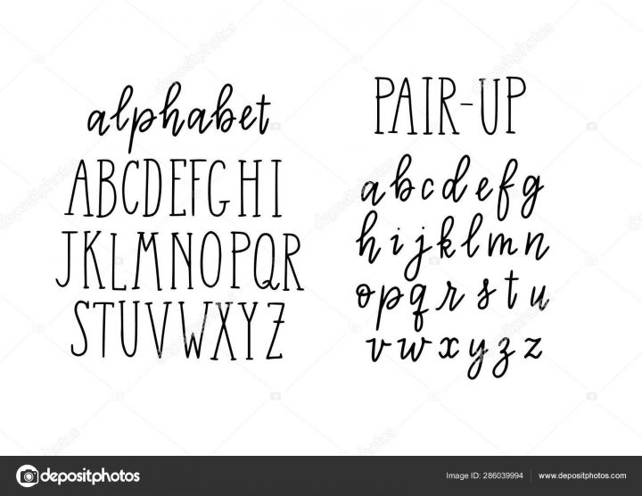 Trendy Alphabet Lettering. Block Capital Letters And Script destiné Alphabet En Script