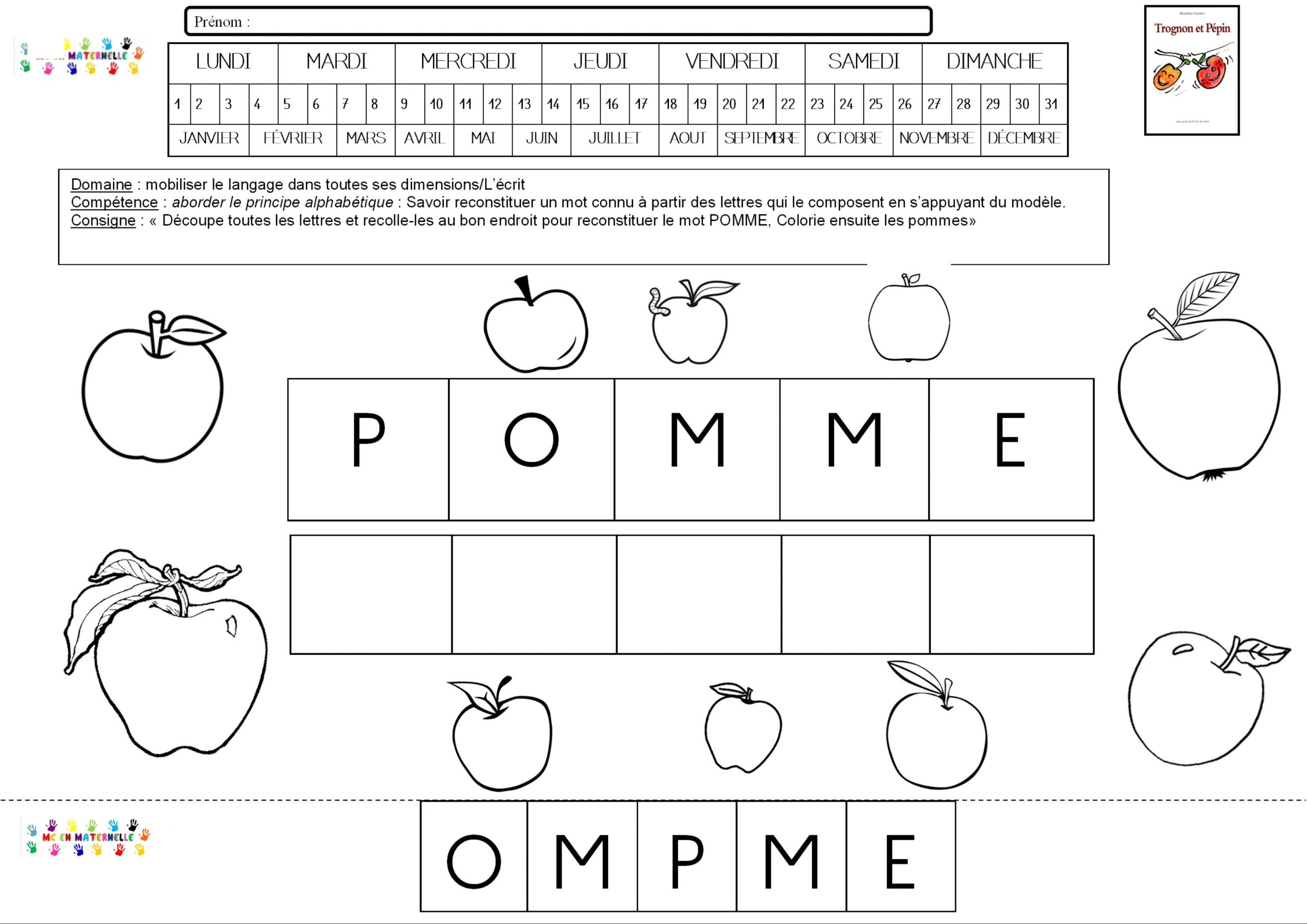 Trognon Et Pépin : Écrire Pomme En Lettres Mobiles – Mc En intérieur Apprendre À Écrire Les Lettres En Maternelle