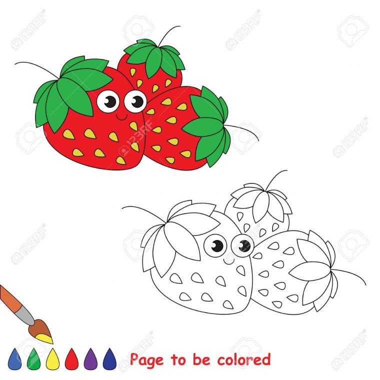 Trois Fraises À Colorier. Livre De Coloriage Pour Éduquer Les Enfants.  Apprendre Les Couleurs. Jeu Éducatif Visuel. Facile Gaming Gaming Et serapportantà Jeux Pour Apprendre Les Couleurs