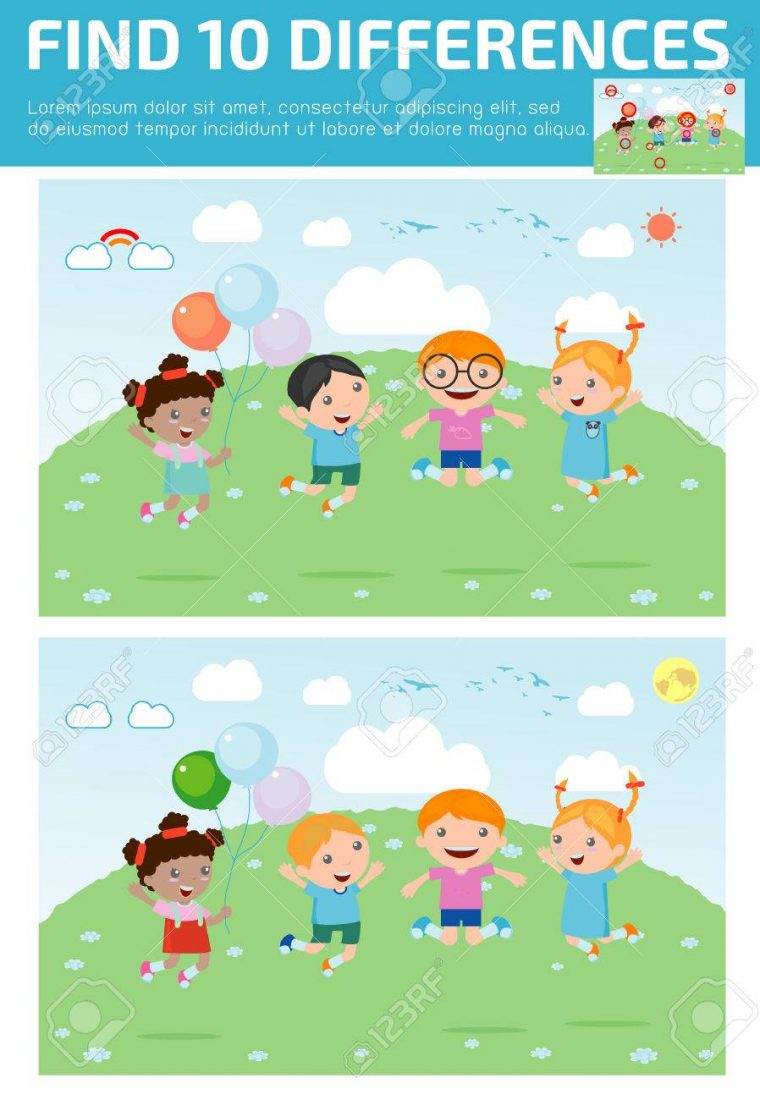 Trouver Des Différences, Jeu Pour Les Enfants, Trouver Des Différences, Des  Jeux De Cerveau, Les Enfants, Jeu Éducatif Pour Les Enfants D'âge avec Jeux De Différence