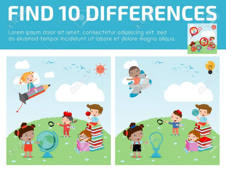 Trouver Des Différences, Jeux Pour Les Enfants, Trouver Des Différences,  Des Jeux De Cerveau, Les Enfants, Jeu Éducatif Pour Les Enfants D'âge à Jeux De Différence