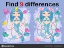 Trouver Différence Illustration Deux Avec Sirène Mer à Trouver La Différence