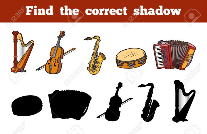 Trouver L'ombre Correcte, L'éducation Jeux Pour Les Enfants (Instruments De  Musique) à Jeu Des Instruments De Musique