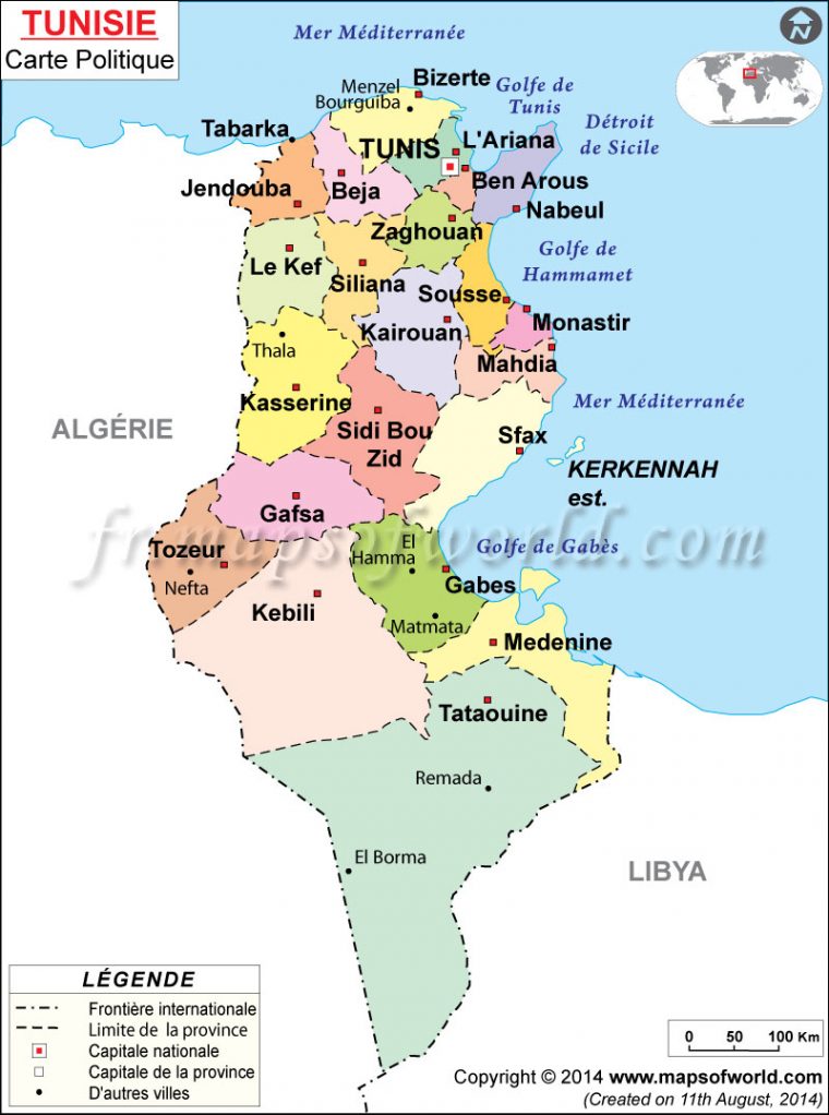 Tunisie Carte dedans Carte De France Grande Ville