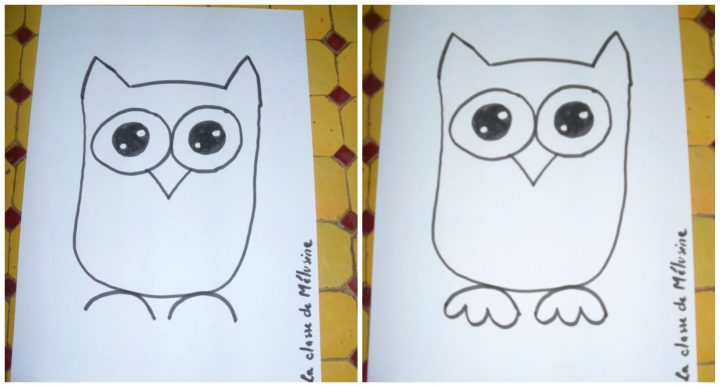 Tuto De La Chouette En Dessin Dirigé – La Classe De Mélusine à Dessin Hibou Facile