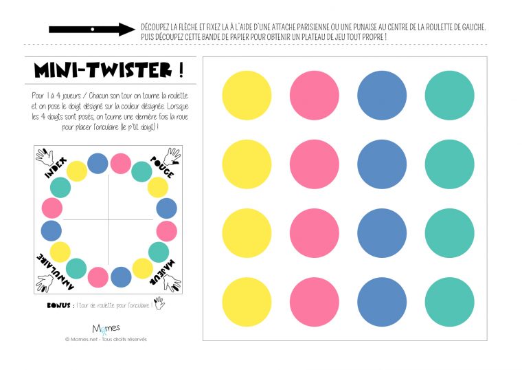 Twister À Doigts À Imprimer – Momes à Activité Pour Apprendre Les Couleurs