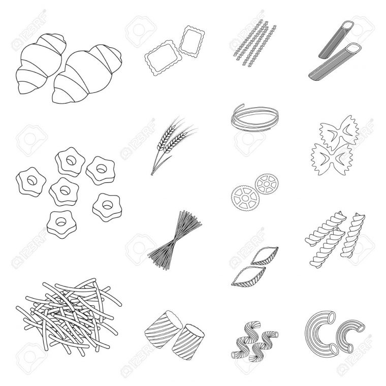 Types D'icônes De Pâtes Dans La Collection De Jeux Pour La Conception.  Macaroni Figuré Pour Manger Une Illustration De Stock Symbole Vecteur. intérieur Jeux Pour Manger