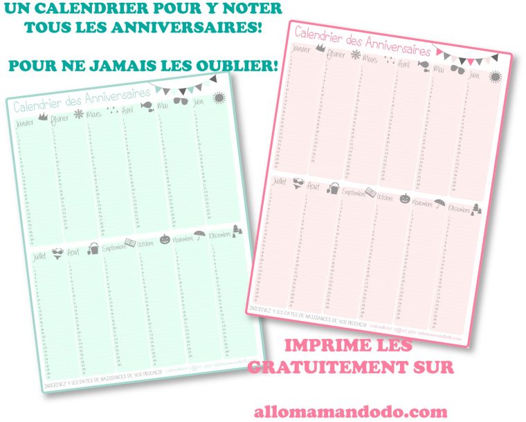 Un Calendrier Des Anniversaires… Pour Ne Jamais Plus Les avec Calendrier Anniversaire Perpétuel À Imprimer