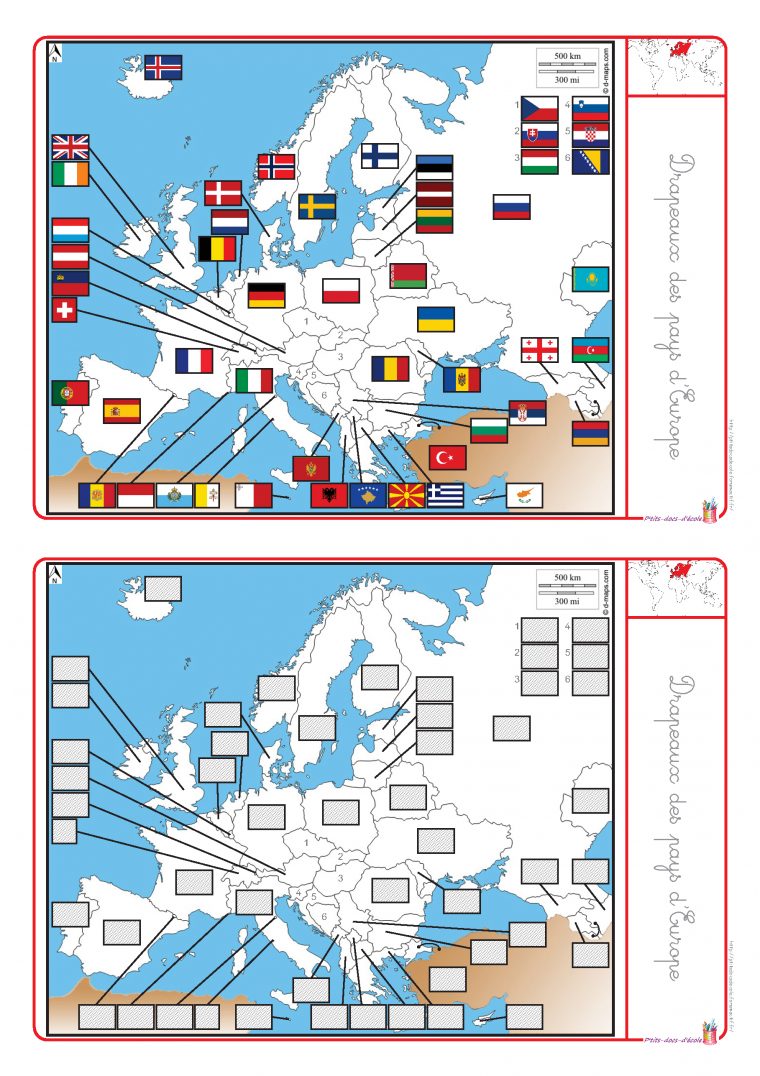 Un Dossier Complet Pour Étudier L'europe (Cartes, Drapeaux à Carte D Europe À Imprimer