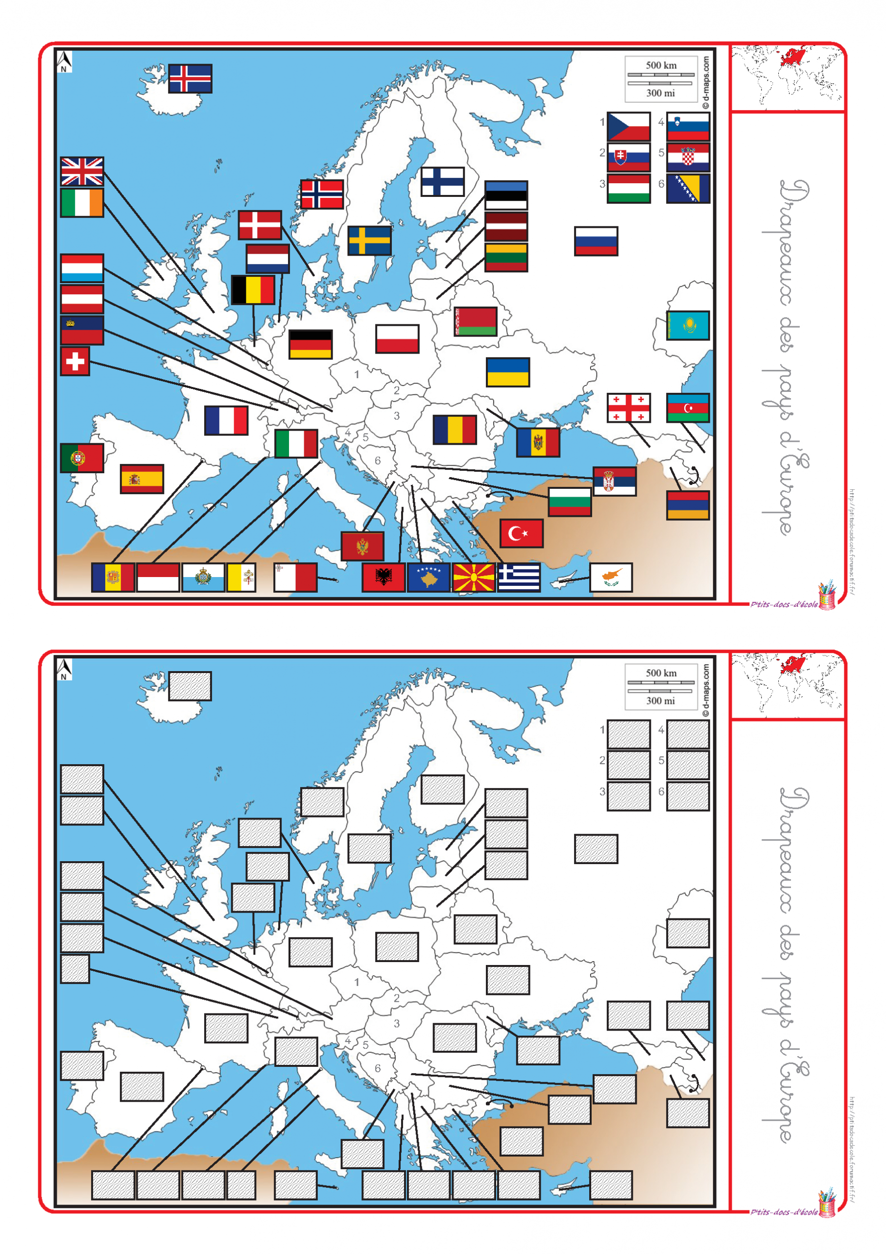 Un Dossier Complet Pour Étudier L'europe (Cartes, Drapeaux à Carte D Europe À Imprimer