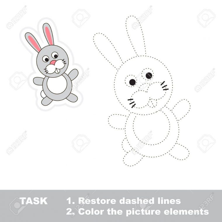 Un Lapin De Dessin Animé. Restaurer Pointillés Et L'image De La Couleur.  Trace Jeu Pour Les Enfants. serapportantà Dessin En Pointillé