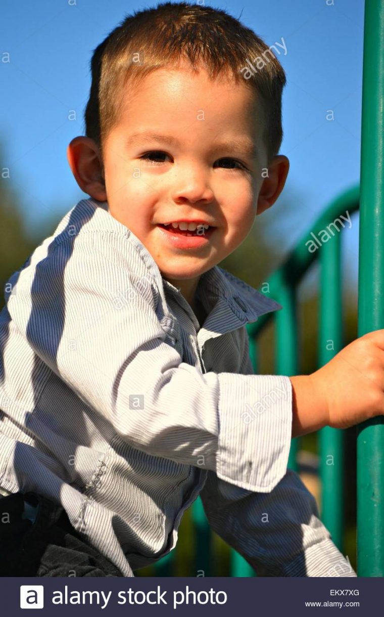 Un Mignon Petit Garçon De 3 Ans À Jouer Sur L'aire De Jeux serapportantà Jeux De Petit Garçon De 3 Ans