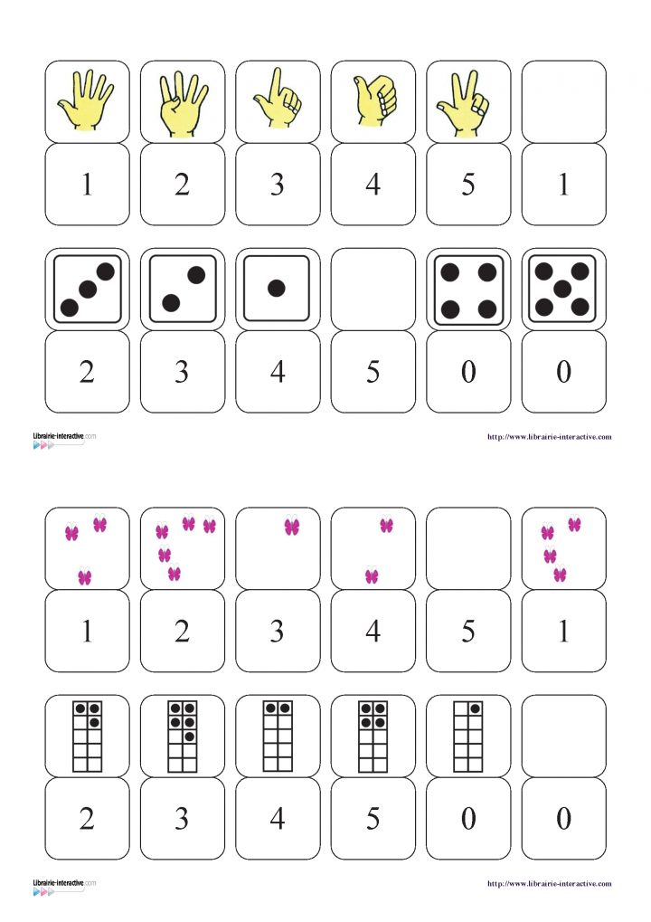 Un Petit Jeu De Dominos Pour Découvrir Les Chiffres De 0 À 5 pour Jeux Mathématiques À Imprimer